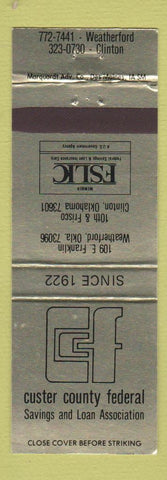 Matchbook Cover - Custer County Federal Savings and Loan Clinton Weatherford OK