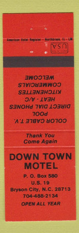 Matchbook Cover - Down Town Motel Bryson City NC