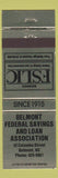 Matchbook Cover - Belmont Federal Savings and Loan NC