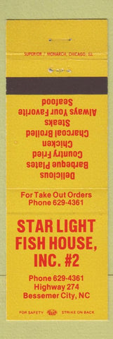 Matchbook Cover - Star Light Fish House Bessemer City NC