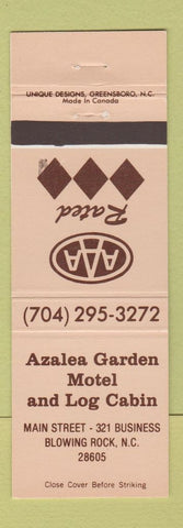 Matchbook Cover - Azalea Garden Motel Log Cabin Blowing Rock NC