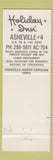 Matchbook Cover - Holiday Inn Asheville NC #1 HOLIDAY FEELING