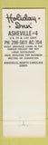 Matchbook Cover - Holiday Inn Asheville NC #2 HOLIDEX