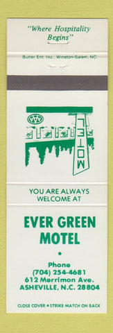 Matchbook Cover - Ever Green Motel Asheville NC
