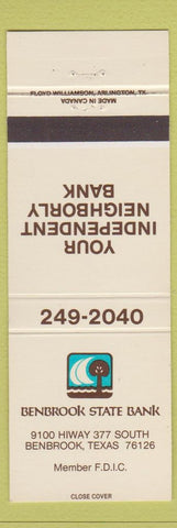 Matchbook Cover - Benbrook State Bank TX