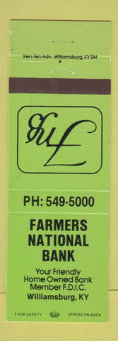 Matchbook Cover - Farmers National Bank Williamsburg KY LIME GREEN