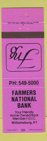 Matchbook Cover - Farmers National Bank Williamsburg KY PINK