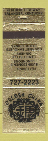 Matchbook Cover - Golden China Chinese Restaurant Erlanger KY