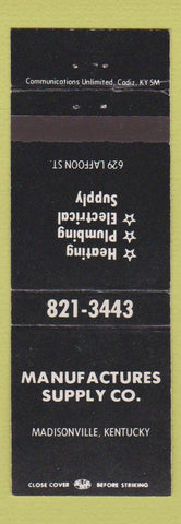 Matchbook Cover - Manufacturers Supply Heating Plumbing Electric Madisonville KY