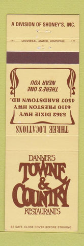 Matchbook Cover - Danners Towne and Country Restaurants Louisville KY