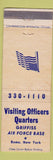 Matchbook Cover Visiting Officers Quarters Griffiss Air Force Base Rome NY WEAR