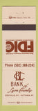 Matchbook Cover - Bank of Lyon County Eddyville Kuttawa KY