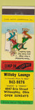 Matchbook Cover - Willoby Lounge Willoughby OH hillbilly