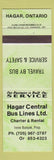 Matchbook Cover - Hagar Central Bus Lines ON