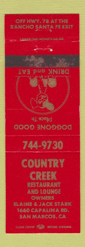 Matchbook Cover - Country Creek Restaurant San Marcos CA WEAR