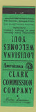 Matchbook Cover - Clark Commission Benton LA Bossier Perkins Americana