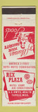 Matchbook Cover - Rex Plaza Hotel Court Tupelo MS WEAR