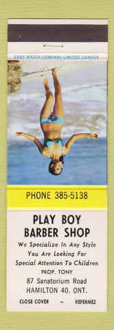 Matchbook Cover - Play Boy Barber Shop Hamilton ON pinup