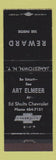 Matchbook Cover - Ed Shults Chevrolet Jamestown NY Art Elmer