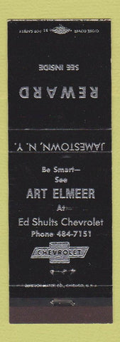 Matchbook Cover - Ed Shults Chevrolet Jamestown NY Art Elmer