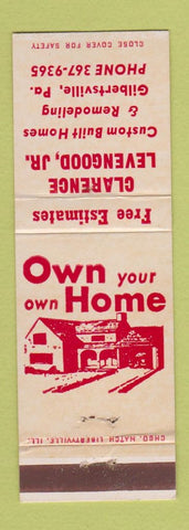 Matchbook Cover - Clarence Levengood Custom Homes Gilbertsville PA
