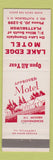 Matchbook Cover - Lake Edge Motel Plattsburg NY