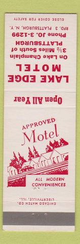 Matchbook Cover - Lake Edge Motel Plattsburg NY