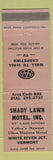 Matchbook Cover - Shady Lawn Motel White River Junction VT