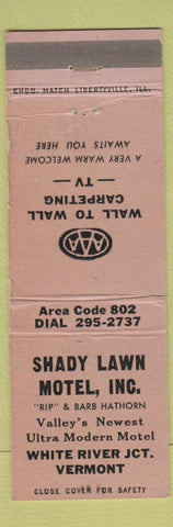 Matchbook Cover - Shady Lawn Motel White River Junction VT