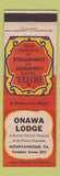 Matchbook Cover - Onawa Lodge Mountainhome PA