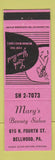 Matchbook Cover - Mary's Beauty Salon Bellwood PA girlie PINK