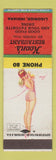 Matchbook Cover - Koon's Restaurant Ligonier IN low phone # pinup