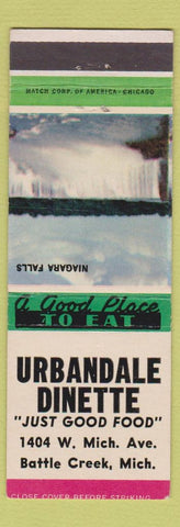 Matchbook Cover - Urbandale Dinette Battle Creek MI restaurant