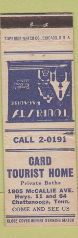 Matchbook Cover - Card Tourist Home Chattanooga TN