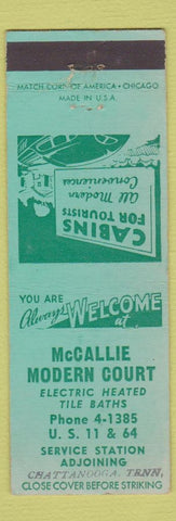Matchbook Cover - McCallie Modern Court Motel Chattanooga TN
