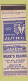 Matchbook Cover - Mack's Cabins Chattanooga TN