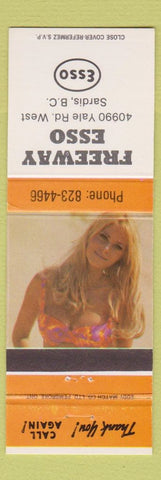 Matchbook Cover - Freeway Esso oil gas Sardis BC pinup