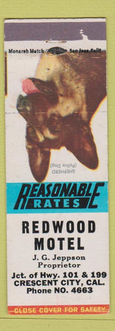 Matchbook Cover - Redwood Motel Crescent City CA