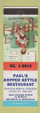 Matchbook Cover - Paul's Kopper Kettle Restaurant Detroit MI BBQ Ribs