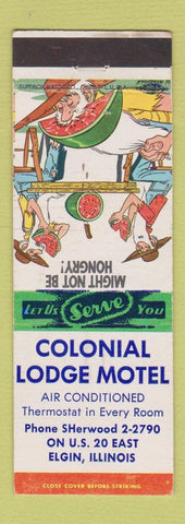 Matchbook Cover - Colonial Lodge Motel Elgin IL hillbilly
