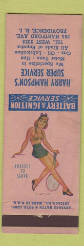 Matchbook Cover - Hampson's Service oil gas Providence RI ADVANCE pinup WORN