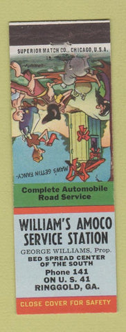 Matchbook Cover - William's Amoco oil gas Ringgold GA hillbilly outhouse