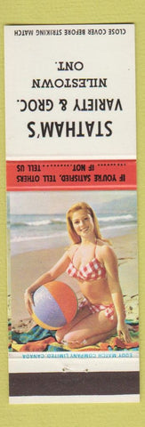 Matchbook Cover - Statham's Variety Grocery Nilestown ON pinup