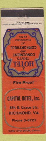 Matchbook Cover - Capitol Hotel Richmond VA