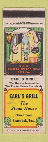 Matchbook Cover - Earl's Grill Shamrock TX
