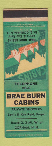 Matchbook Cover - Brae Burn Cabins Gorham NH