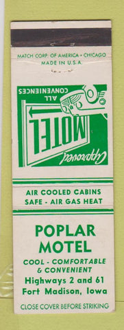 Matchbook Cover - Poplar Motel Fort Madison IA