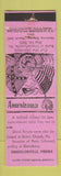 Matchbook Cover - Perkins Americana Chancellorsville VA Civil War PINK