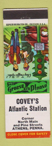 Matchbook Cover - Covey's Atlantic oil gas Athens PA