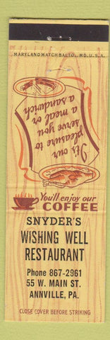 Matchbook Cover - Snyder's Wishing Well Annville PA
